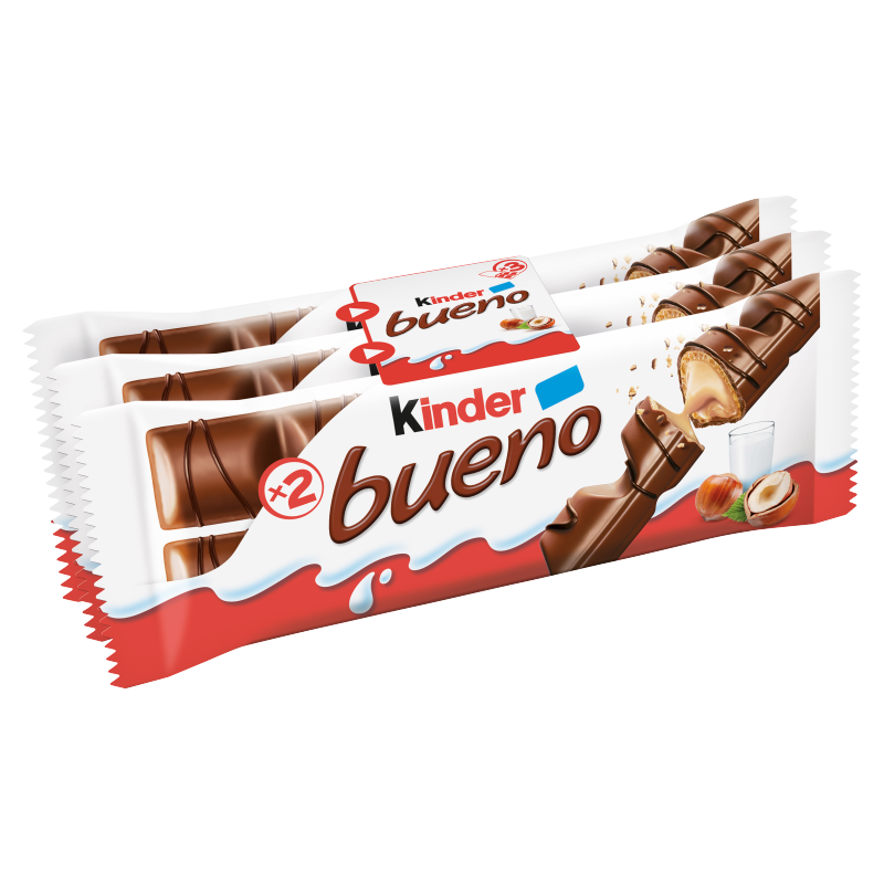 Kinder Bueno tejcsokoládéval bevont ostya tejes-mogyorós krémmel töltve 3 x 43 g