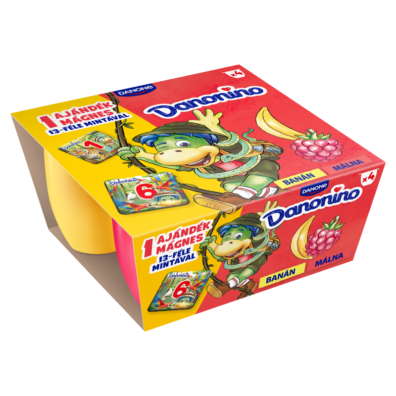 Danonino banános és málnás tejkészítmény hozzáadott kalciummal és D-vitaminnal 4 x 50 g (200 g)
