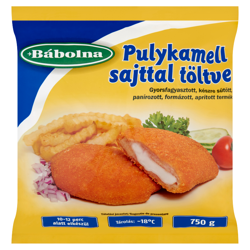 Bábolna gyorsfagyasztott, panírozott pulykamell sajttal töltve 750 g