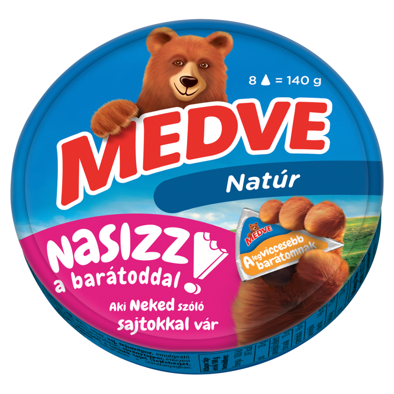 Medve natúr kenhető, zsíros ömlesztett sajt 8 x 17,5 g (140 g)