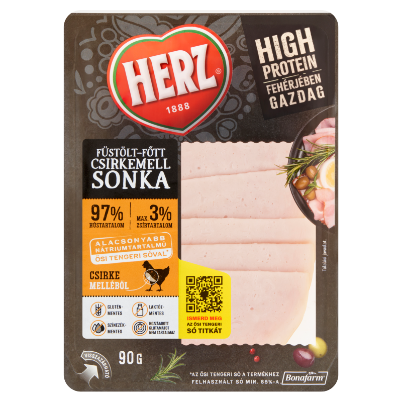 HERZ füstölt-főtt szeletelt csirkemell sonka 90 g