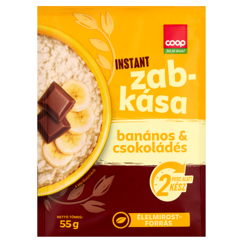 Coop banános & csokoládés instant zabkása 55 g