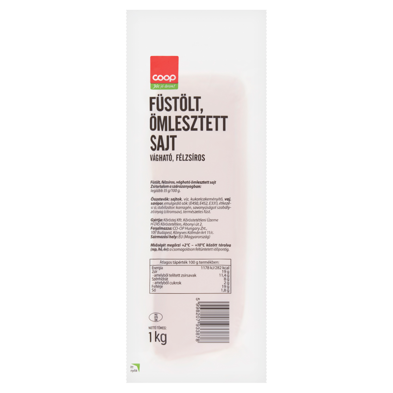 Coop vágható félzsíros füstölt ömlesztett sajt 1 kg