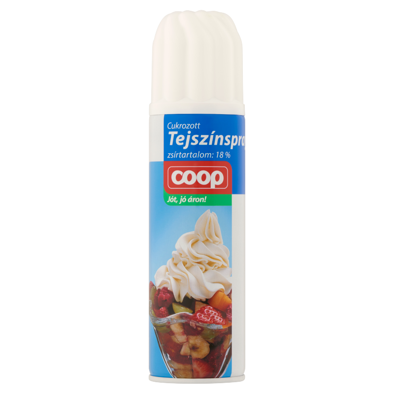 Coop cukrozott UHT tejszínspray 18% 250 g