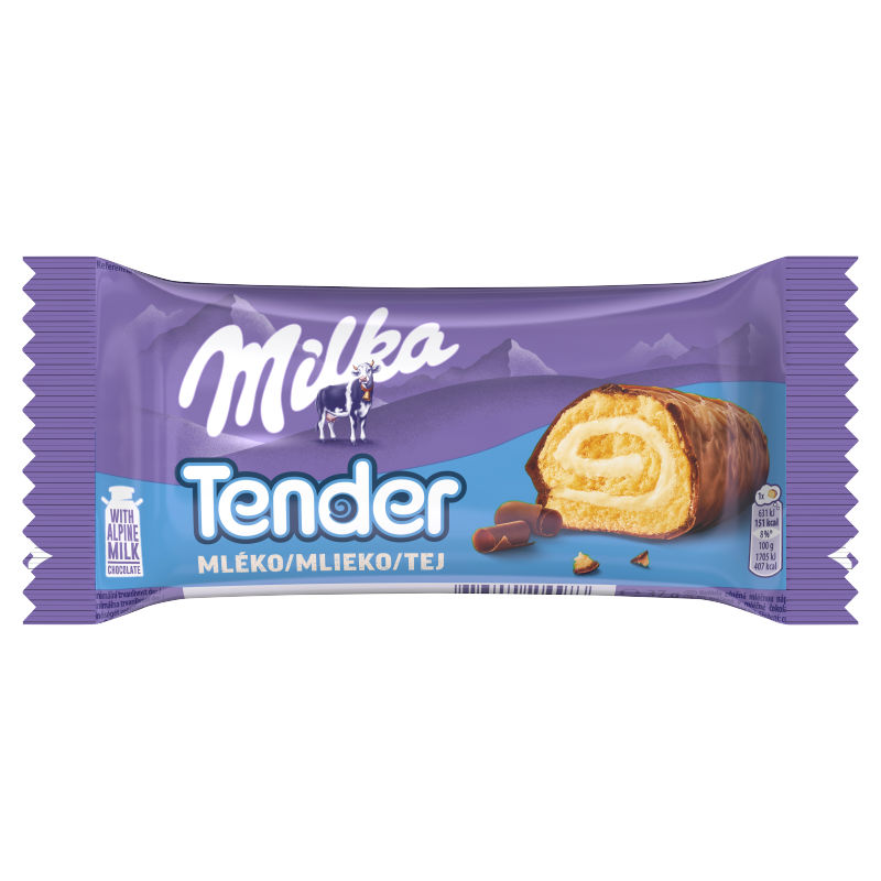 Milka Tender piskótatekercs tejes krémtöltelékkel tejcsokoládéval mártva 37 g