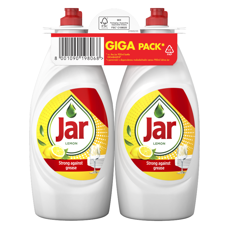 Jar Base Lemon Zöld Mosogatószer LiftAction Tisztítóhatással Felejtse El A Zsírfoltokat 1.8 L