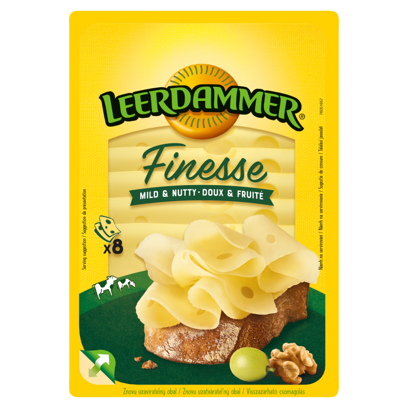 Leerdammer Finesse Original laktózmentes félkemény zsíros szeletelt sajt 80 g